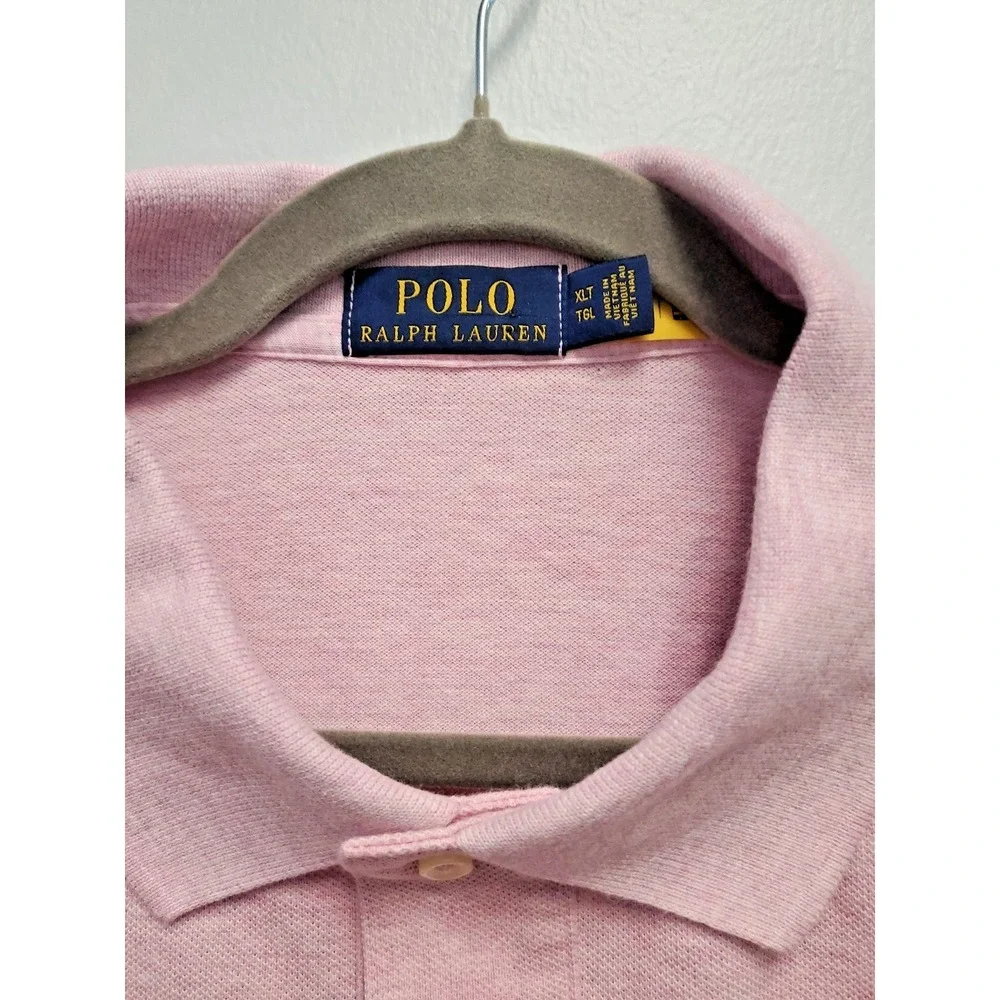 NWT Polo Ralph Lauren Men's XLTALL Polo Shirt Cotton SS Heathered Pink Pony Logo